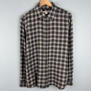 Outerknown Mens Small Gray White Plaid Long Sleeve Lumberjack Flannel Work Shirt